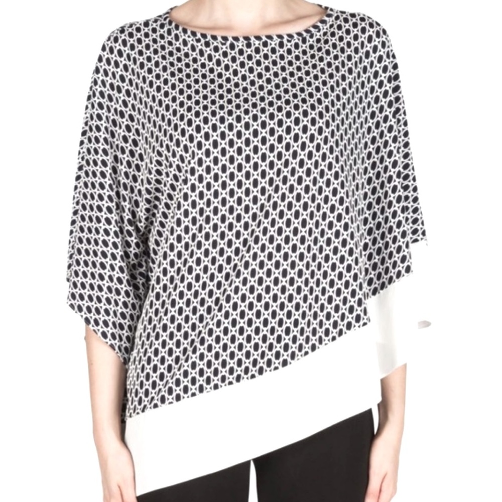 Joseph Ribkoff Navy White Asymmetric Top